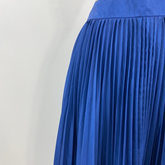 Vintage 90s Evan Royal Blue Accordion Pleat High Waist Full Flare Maxi Skirt - Picture 2 of 10